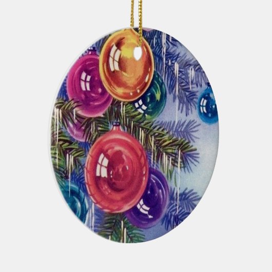 Retro vintage kerstbollen keramisch ornament (Rechts)