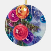 Retro vintage kerstbollen keramisch ornament (Voorkant)