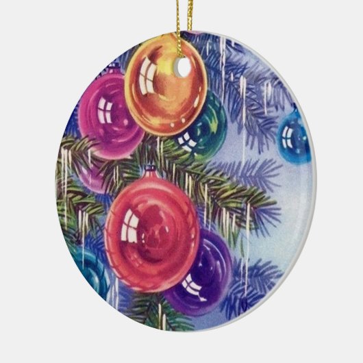 Retro vintage kerstbollen keramisch ornament (Links)