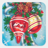 Retro vintage kerstbommen Holiday sticker (Voorkant)