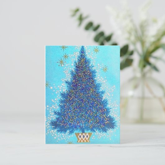 Retro Vintage Kerstboom briefkaart (Staand voorkant)