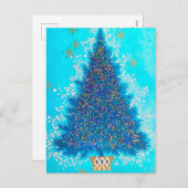 Retro Vintage Kerstboom briefkaart (Voorkant / Achterkant)