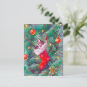 Retro Vintage Kerstboom briefkaart (Staand voorkant)