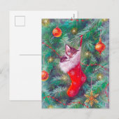 Retro Vintage Kerstboom briefkaart (Voorkant / Achterkant)