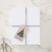 Retro Vintage Kerstboom Cadeaus Gift Tag Cadeaulabel (Met Touw)