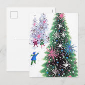Retro vintage kerstboom en kinderansichtkaart feestdagenkaart (Voorkant / Achterkant)
