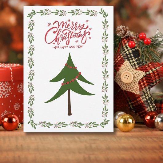 Retro Vintage Kerstboom en Krans Minimalist