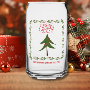 Retro Vintage Kerstboom en Krans Minimalist Blikvorm Glas