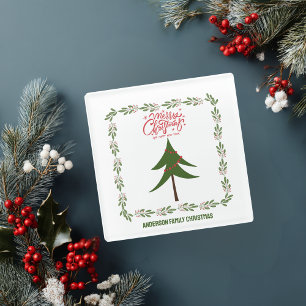 Retro Vintage Kerstboom en Krans Minimalist Glazen Onderzetter