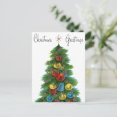retro vintage kerstboom feestdagenkaart (Staand voorkant)