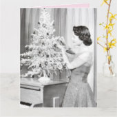 RETRO VINTAGE KERSTBOOM Kerstkaart Kaart (Gele Bloem)