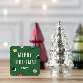 Retro Vintage Kerstboom Kleurrijke Stippen Sticker
