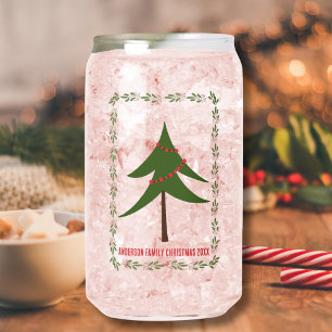 Retro Vintage Kerstboom & Krans Familienaam Blikvorm Glas