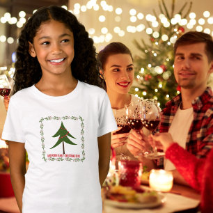 Retro Vintage Kerstboom & Krans Familienaam T-shirt