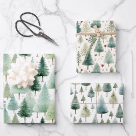 Retro Vintage Kerstboom Vakantiegift Inpakpapier Vel