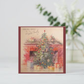 Retro Vintage kerstboom wensen Feestdagenkaart (Staand voorkant)
