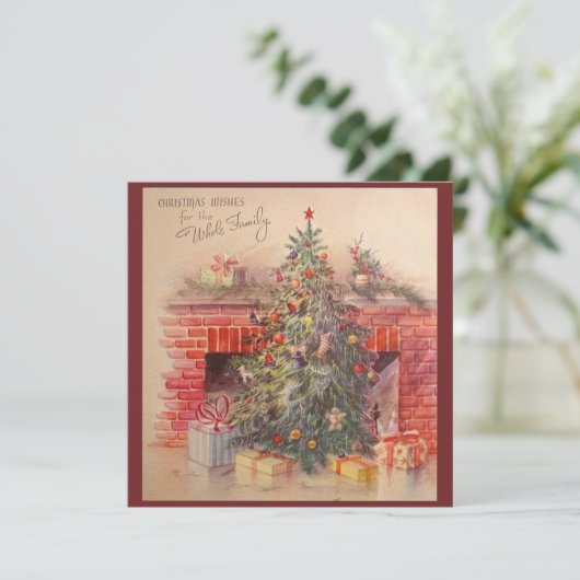 Retro Vintage kerstboom wensen Feestdagenkaart (Staand voorkant)