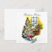 Retro Vintage Kerstboom Wishes Vakantie Kaart (Voorkant / Achterkant)