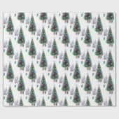 Retro Vintage kerstboomfeest Cadeaupapier (Vlak)