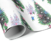 Retro Vintage kerstboomfeest Cadeaupapier (Rol Hoek)