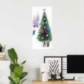 Retro vintage kerstboomvakantie poster (Thuiskantoor)