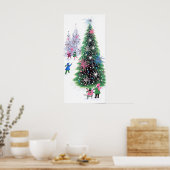 Retro vintage kerstboomvakantie poster (Keuken)