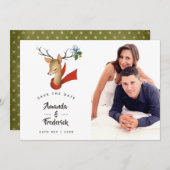 Retro Vintage kerstbruiloft Opslaan Datum Save The Date (Voorkant / Achterkant)