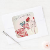 retro Vintage-kerstcadeaudame Holiday sticker (Envelop)