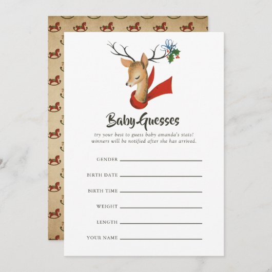 Retro Vintage-kerstcadeaugame met Baby shower (Voorkant / Achterkant)