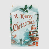 Retro Vintage-kerstcadeautjes voor kerstmis Golfhanddoek (Voorkant)