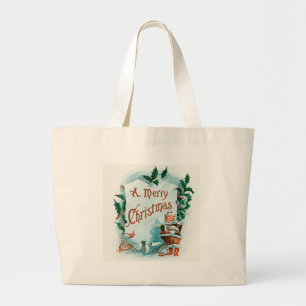 Retro Vintage-kerstcadeautjes voor kerstmis Grote Tote Bag