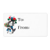 retro vintage kerstcat Holiday Etiket (Voorkant)