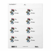 retro vintage kerstcat Holiday Etiket (Full Sheet)