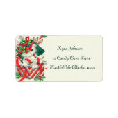 retro vintage kerstcat Holiday Etiket (Voorkant)