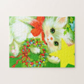 retro vintage kerstcat Holiday Legpuzzel (Horizontaal)