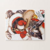 retro vintage kerstcat Holiday Legpuzzel (Horizontaal)