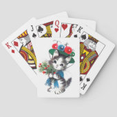 retro vintage kerstcat Holiday Pokerkaarten (Achterkant)