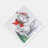 retro vintage kerstcat Holiday Servet (Hoek)