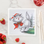 retro vintage kerstcat Holiday Servet (Insitu)