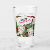 retro vintage kerstcats Holiday Glas (Achterkant)