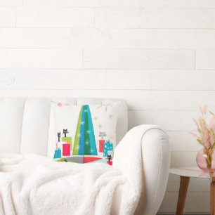 retro vintage kerstcats Holiday Kussen