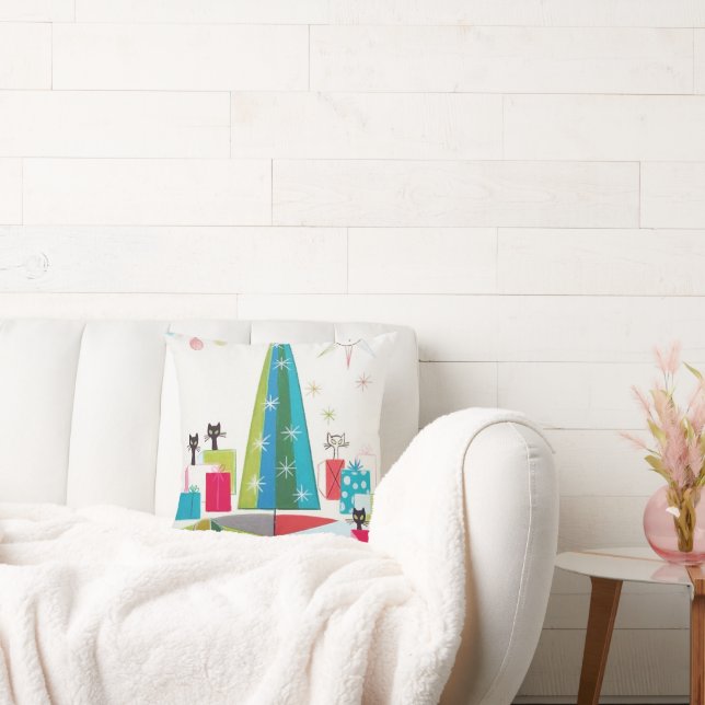 retro vintage kerstcats Holiday Kussen (Bank)