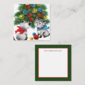 retro vintage kerstcats Holiday Vierkante Visitekaartje (Voorkant / Achterkant)