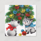 retro vintage kerstcats Holiday Vierkante Visitekaartje (Voorkant)