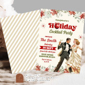Retro Vintage Kerstcocktail Holiday Party Kaart