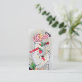 Retro vintage kerstdame: bericht toevoegen visitekaartje (Staand voorkant)