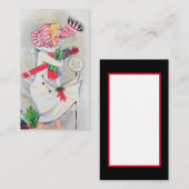 Retro vintage kerstdame: bericht toevoegen visitekaartje (Voorkant / Achterkant)