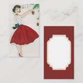 Retro Vintage-kerstdame: berichtkaart Visitekaartje (Voorkant / Achterkant)