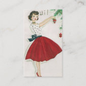 Retro Vintage-kerstdame: berichtkaart Visitekaartje (Voorkant)