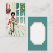 Retro Vintage-kerstdame: berichtkaart Visitekaartje (Voorkant / Achterkant)